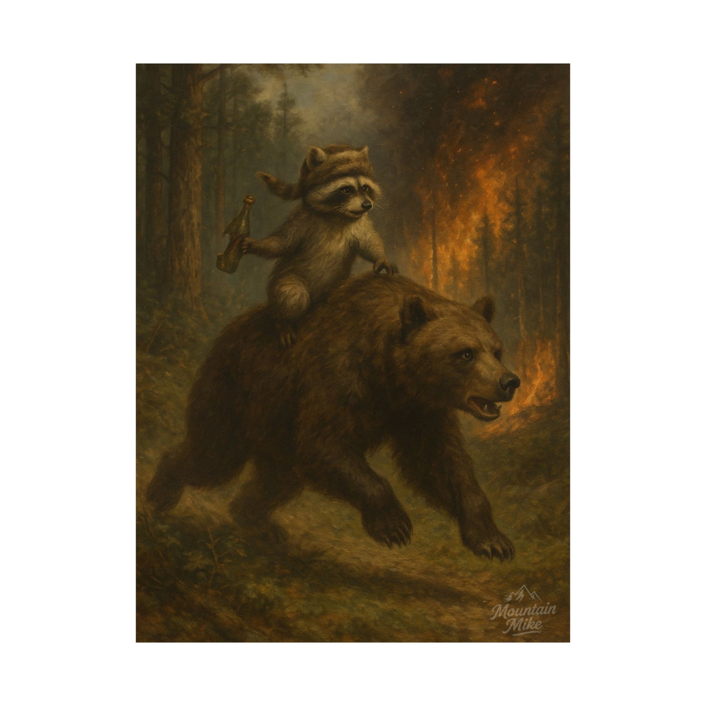 Bandit & Bogi Running From a Forest Fire Poster