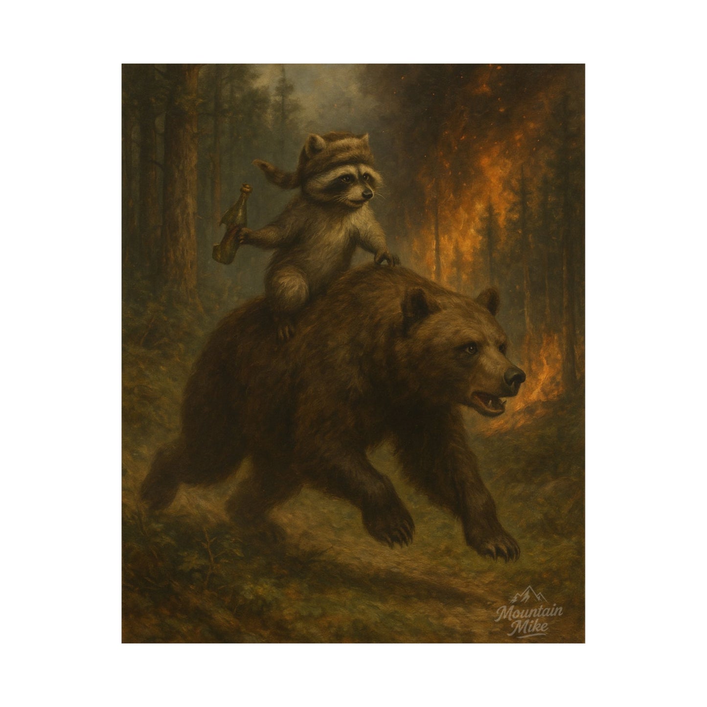 Bandit & Bogi Running From a Forest Fire Poster