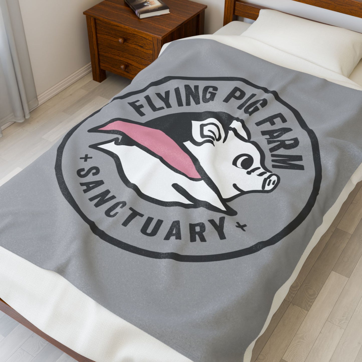Flying Pig Farm Sanctuary Plush Blanket