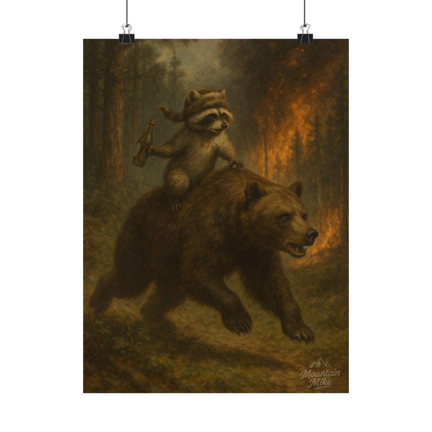 Bandit & Bogi Running From a Forest Fire Poster
