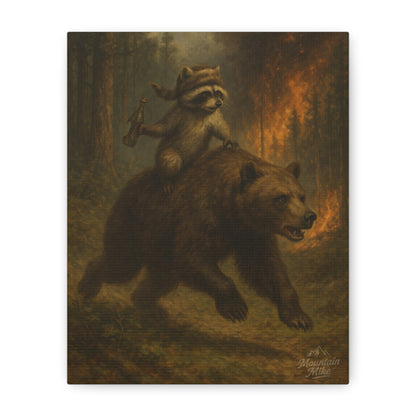 Bandit & Bogi Running From a Forest Fire Canvas Print