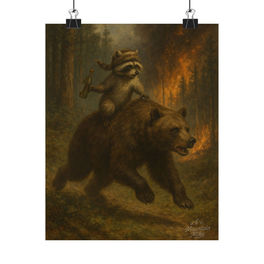 Bandit & Bogi Running From a Forest Fire Poster