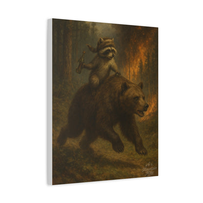 Bandit & Bogi Running From a Forest Fire Canvas Print